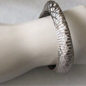 JCM Sterling Silver 925 Unique Bracelet Italy Laser Cut Bangle Statement 7.5”